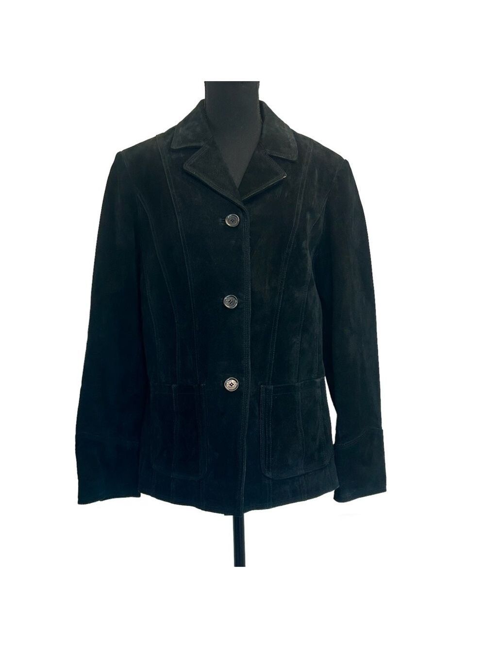 Lady Hathaway black suede blazer jacket coat Sz M